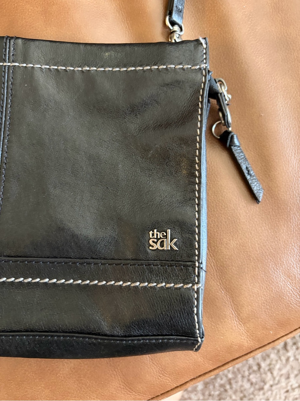 The Sak Black Leather Crossbody with Contrast Stitching - Picture 3 of 4